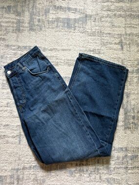 Zara Women's Dark Blue Wide-Leg Jeans
